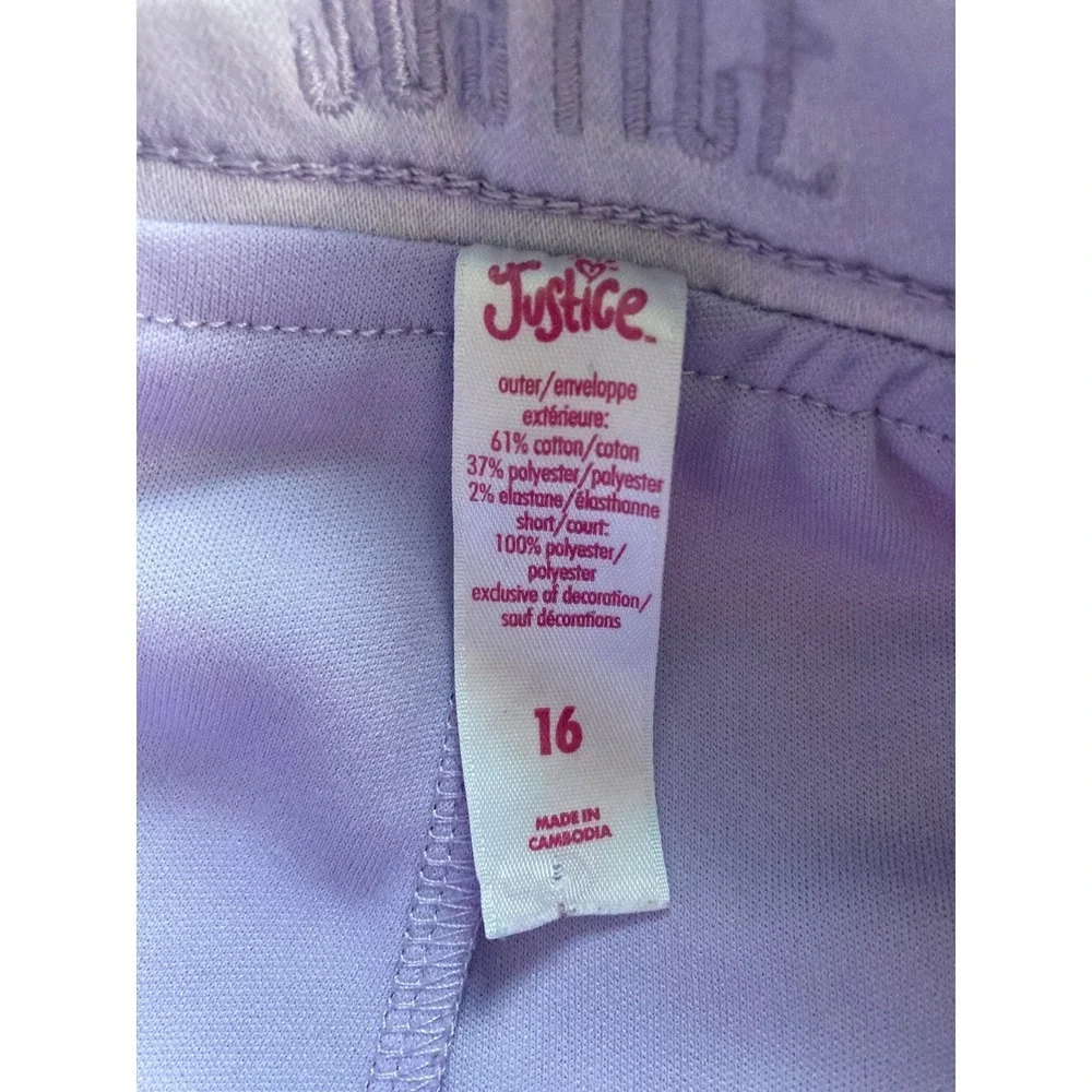 Justice Girls Lavender Purple Distressed Denim Skort Button Fly Size 16‎